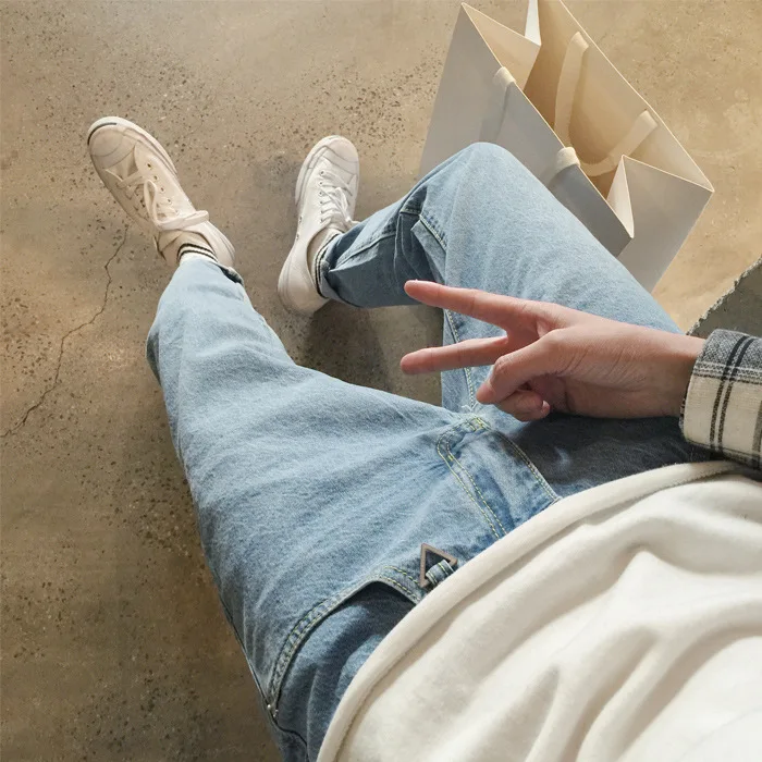 

Fashion 2017 Summer Casual Vintage male washing jeans Men youth Teenagers Hip Hop Street City Ankle Length Pencil pants
