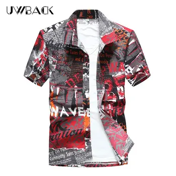 

Uwback Summer Hawaiian Shirts Men Short Sleeve Printed Hawaii Beach Shirt Man Quick Dry Casual Shirts Camisa Hawaiian 5Xl Xa560