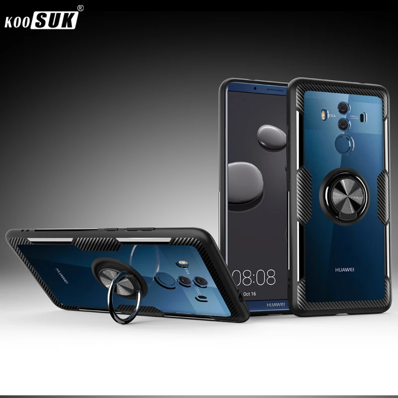 

For Huawei Mate 10 Pro Case Mate10 Pro Anti-fall Transparent shockproof With finger ring Holder Phone Back Cover Mate 9 coque