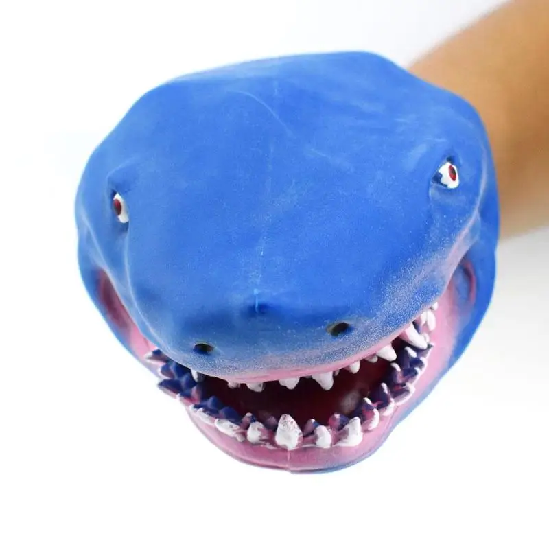 

Blue Vividly Shark Dinosaur Hand Puppet Gloves Soft TPR Animal Model Patterm Puppet Toys for Children's Day Birthday Gifts