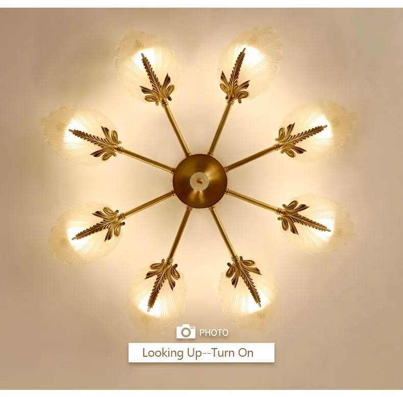 Роскошный медный потолочный светильник для спальни, простой современный Романтический светодиодный светильник с цветком, 5 ламп, 8 ламп, новинка
