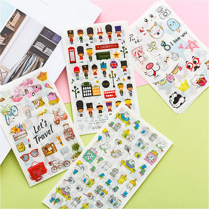 

6pcs/set Cartoon Animals Diary Korean Sticker Diary Sticker Office&school Stationery Exquisite Student Supplies Children Sticker
