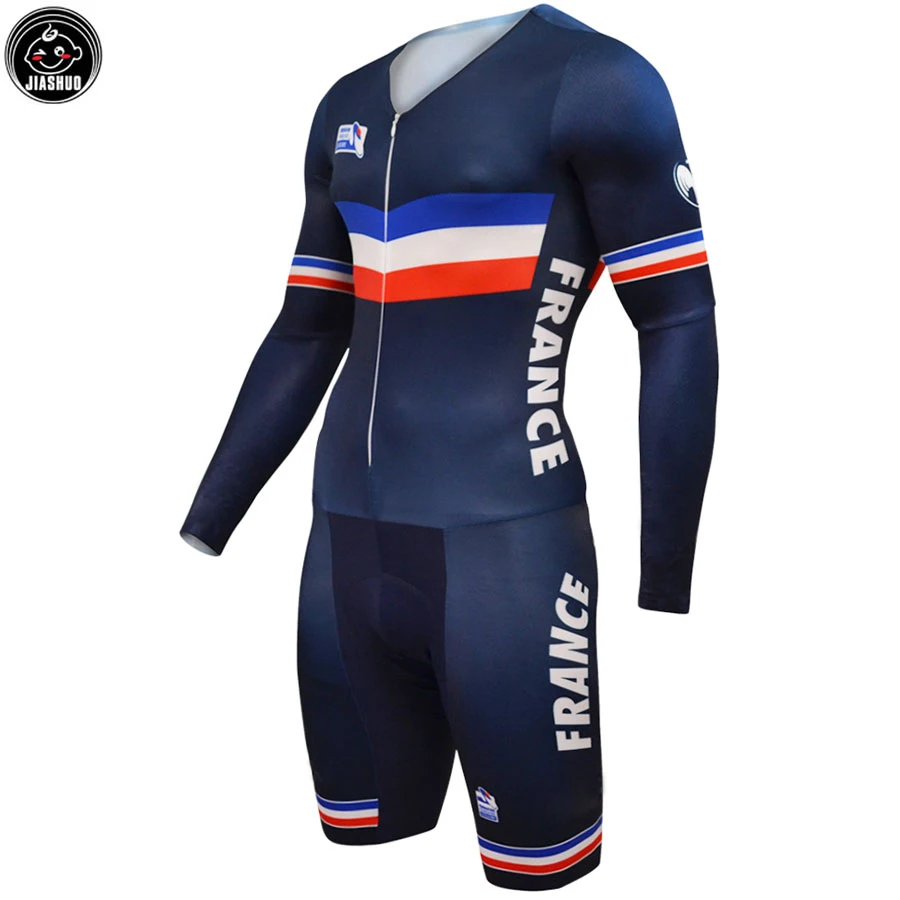 Новая Франция SKINSUIT Классическая команда Велоспорт Наборы/одежда Джерси наборы дышащий гель Pad JIASHUO полный лайкра - Цвет: SKINSUIT IN LYCRA