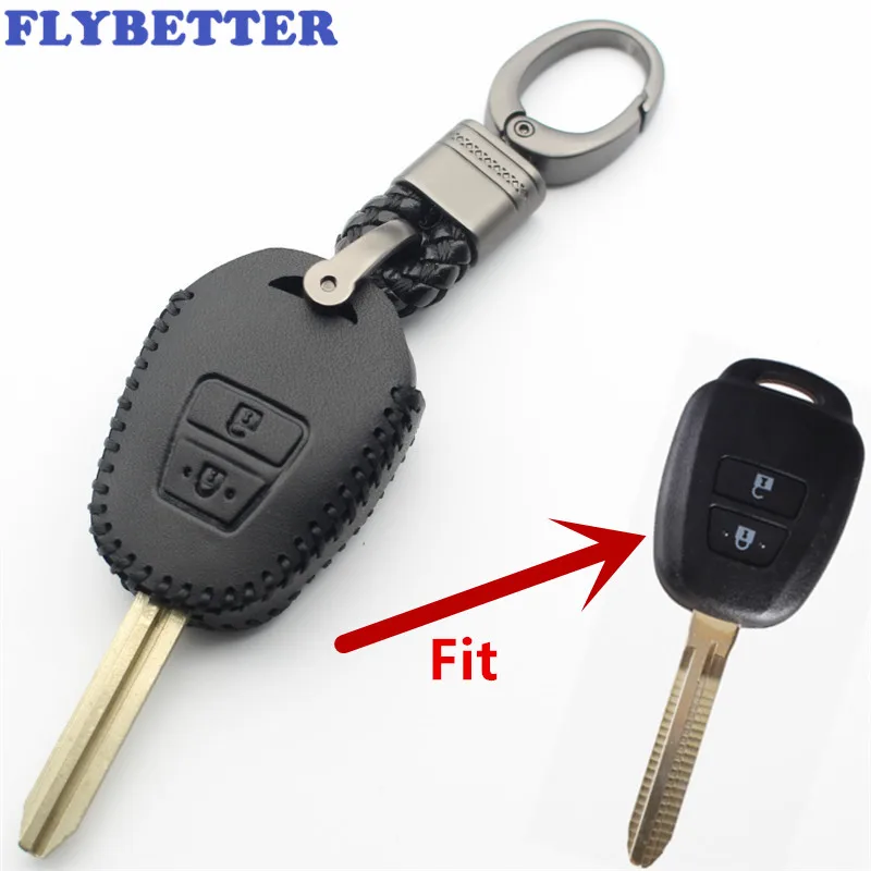 FLYBETTER из натуральной кожи 2 кнопки дистанционного ключа чехол для Toyota Innova/Fortuner/Vios/Wish/Prado L416