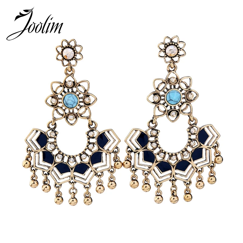 

JOOLIM Jewelry Wholesale/2017 Vintage Lotus Statement Earring Chandelier Earring Indian Jewelry Lotus Earring
