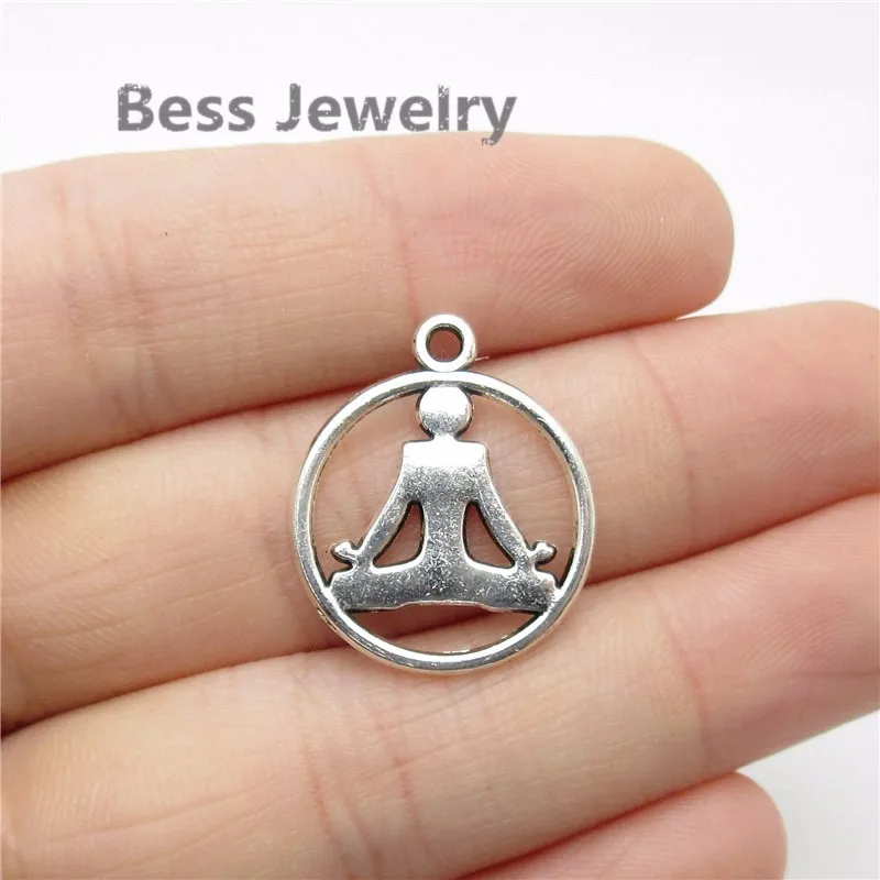 50pcs(23*20mm) Antique Silver Yoga Charm European pendant fit for