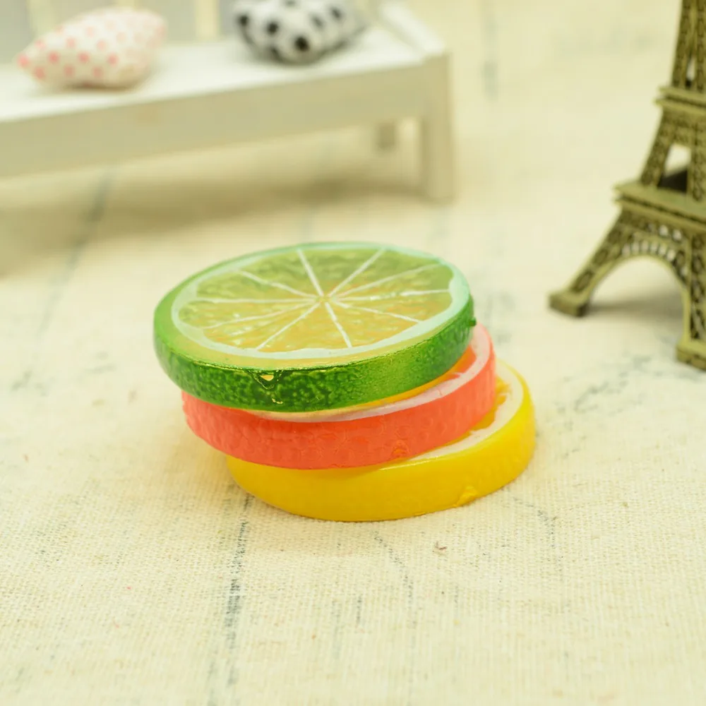 5Pcs Mini Fake Plastic Lemon Slices Artificial Fruits Foam Model Party Kitchen Wedding Decoration Diy Scrapbooking Kids Toys artificial fruits and vegetables