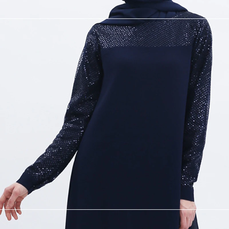 Женское длинное мусульманское платье хиджаб с блестками Abaya в Дубае турецкое