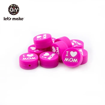 

Let's make Silicone Beads "I Love Mom" Teething Beads For Baby Teeth Pacifier Clip Making Food Grade 5pcs Silicone Teethers