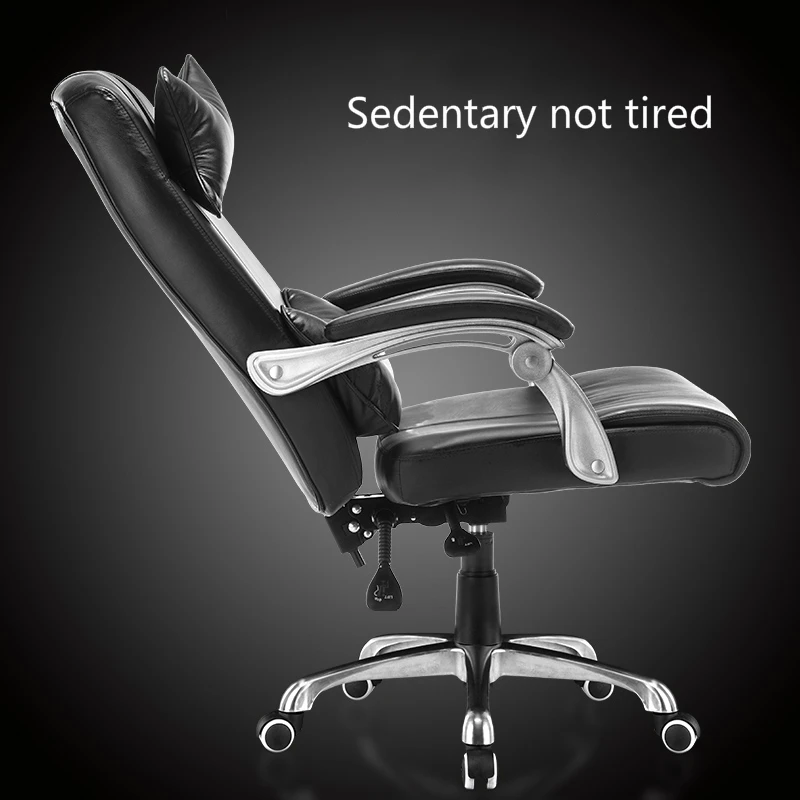 PU Office Boss Chair Lifted Rotated Household Computer Chair Reclining with Footrest Massage Swivel Chair Linkage Armrest