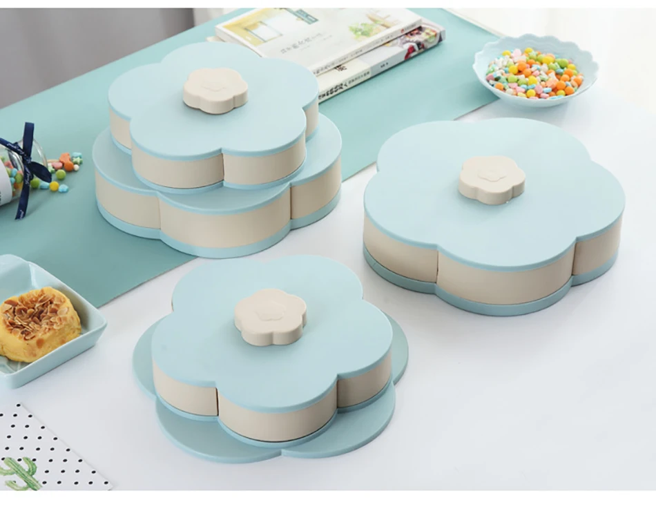 Двухслойная коробка для закусок конфетные тарелки в форме лепестка вращающийся 19 