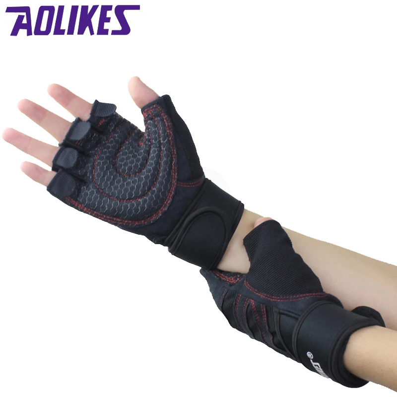 AOLIKES 1 Pair Body Building Training Fitness WeightLifting Gloves & Mittens For Men Women Workout Fitness Exercise Gym Gloves