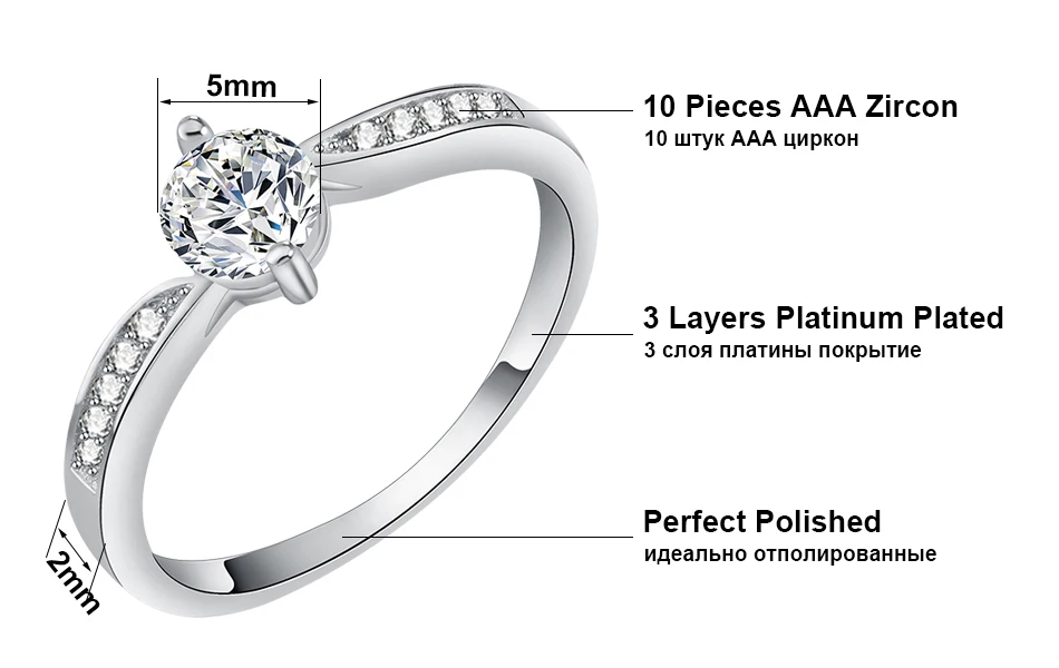 ORSA JEWELS роскошное женское свадебное кольцо без содержания свинца и никеля AAA CZ блестящие кольца 0,5 карат Кубический циркон для женщин OR25
