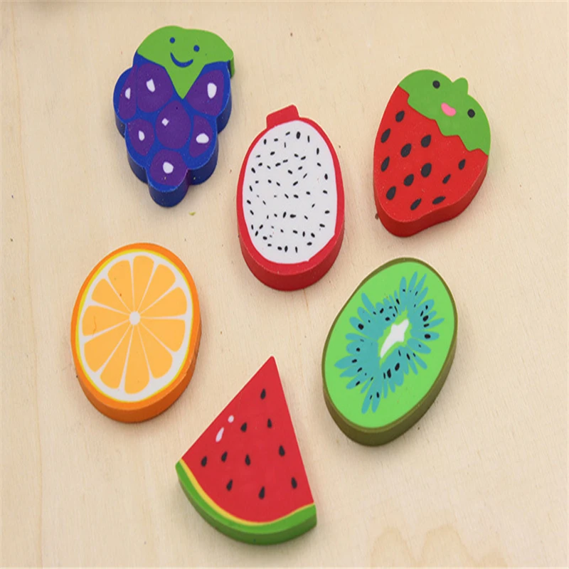 

1pcs/pack Cute Fresh Fruit design eraser Kawaii Watermelon Orange Kiwifruit erasers students' gift prize office school supplies