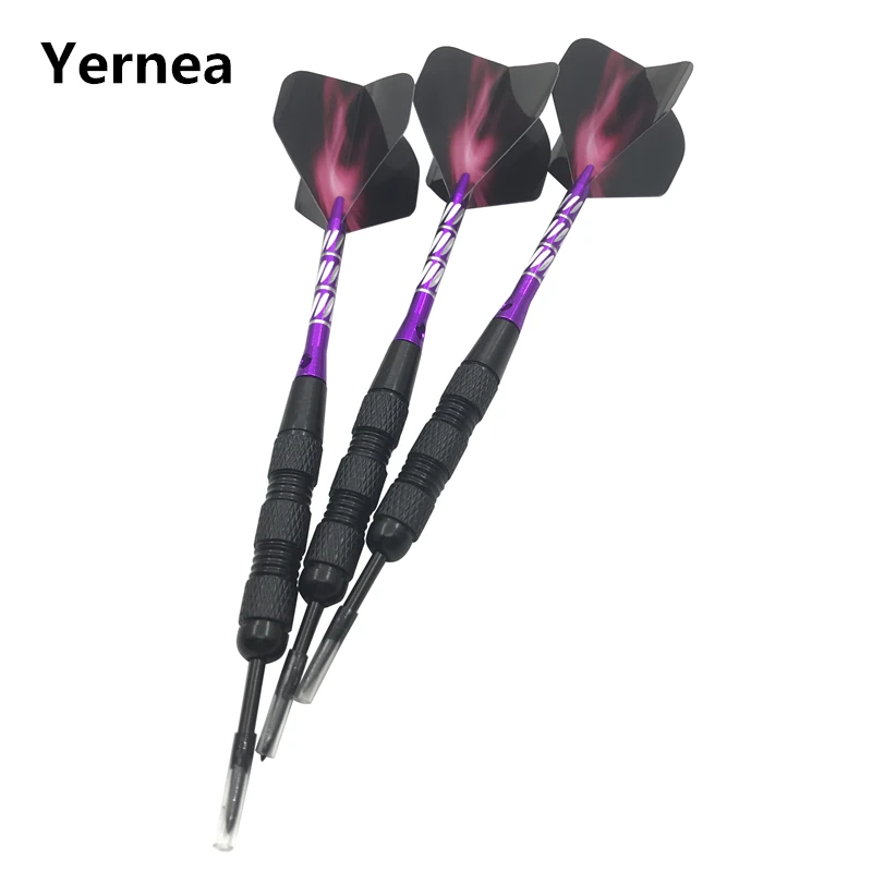 Yernea High quality Darts 3Pcs Steel Pointed Darts Purple Aluminium Alloy Shafts 20g Professinal