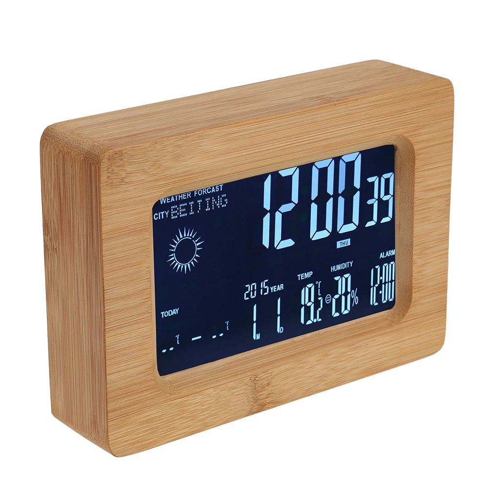 Buy LED Digital Wooden Alarm Clock Intelligent WiFi