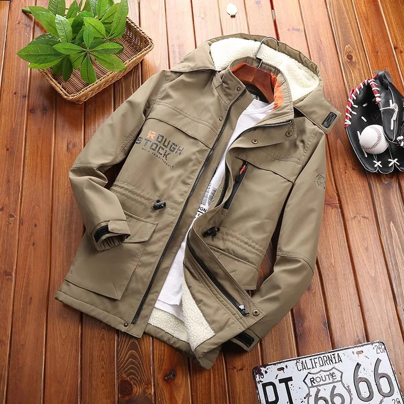 

ZDJP 2018 Brand Loose Plus Size M-4XL jackets Fall Winter Thick Windbreaker breathable Fur Inside Military Coat AFS