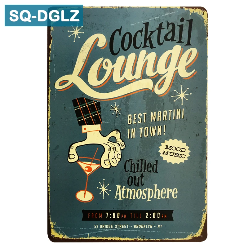 

[SQ-DGLZ]Hot Cocktail Lounge Metal Sign Vintage Metal Plates Cafe Pub Club Home Wall Decor Tin Signs Retro Plaque