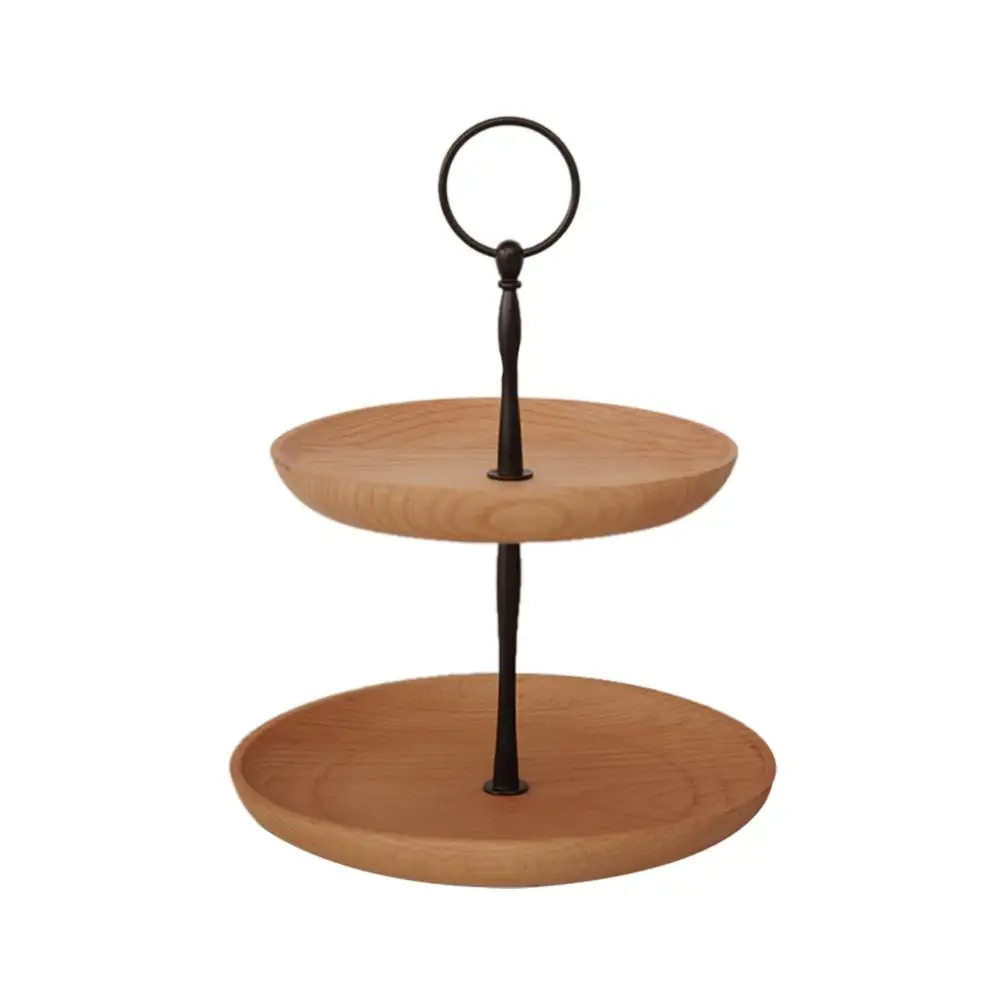 

Wooden Two Tier Fruit Plate Multi-layer Snack Candy Cake Plate Creative Round Home Decoration