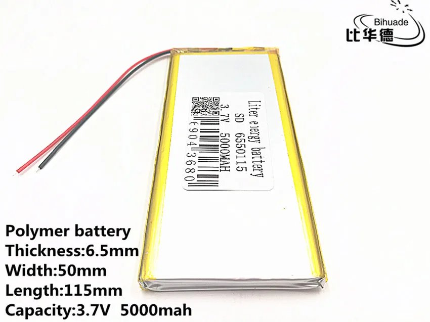 10pcs/lot Good Qulity 3.7V 5000mAH 6550115 Polymer lithium ion / Li-ion battery for TOY POWER BANK GPS mp3 mp4 | Электроника