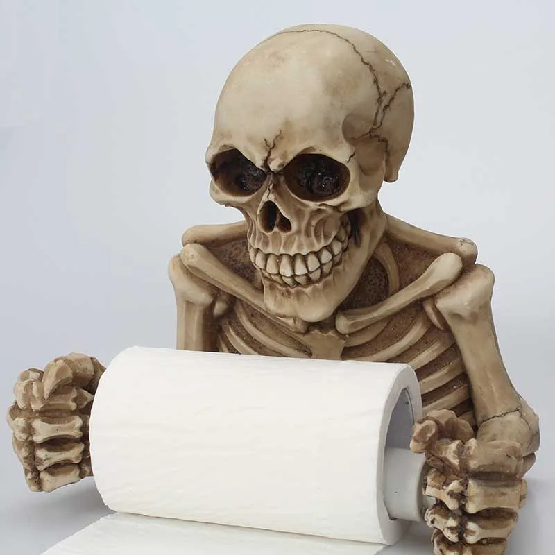 

Toilet Paper Holder Creative Skull Tissue Box Holder Wall Mount Sanitary Roll Paper Storage Bathroom Toilet Paper Rack Partygift