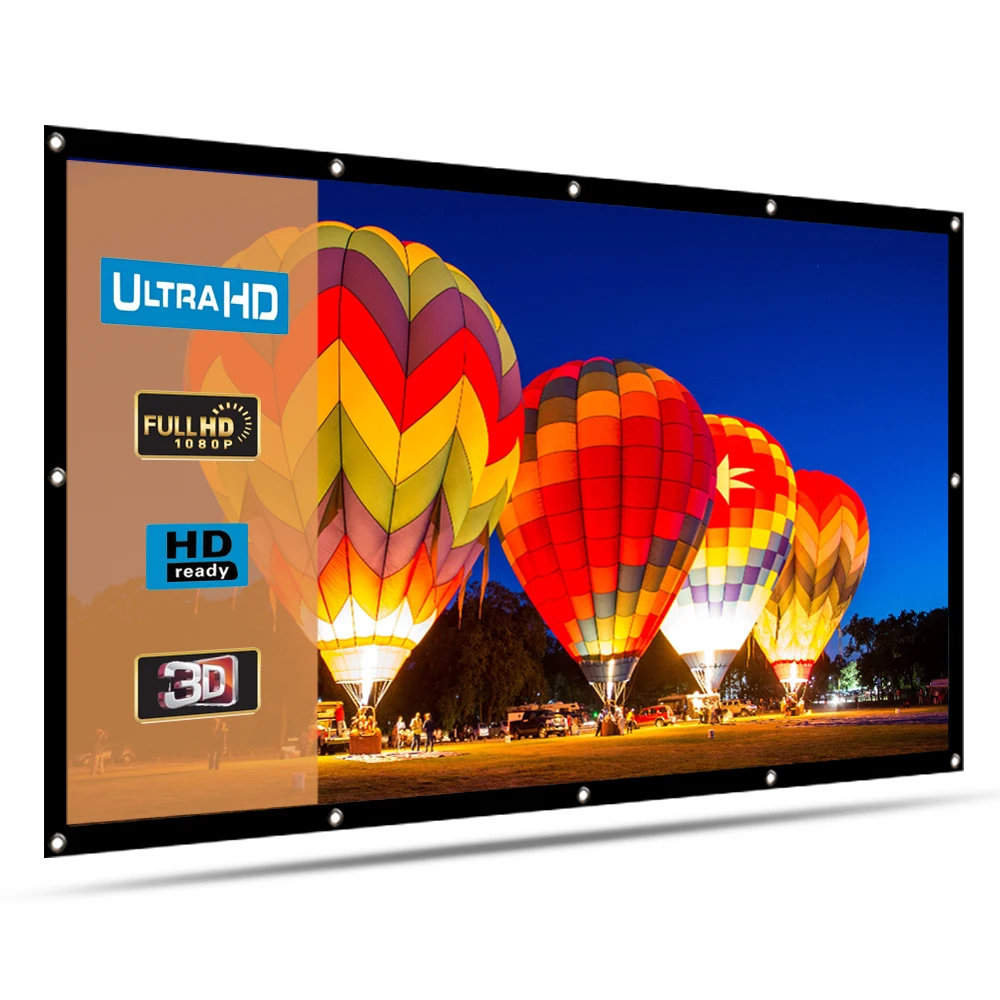

Upgraded Thickened Portable 100 Inch16:9 Projection Screen Foldable Projector Screen Front & Rear Polyester Home&Outdoor Theater