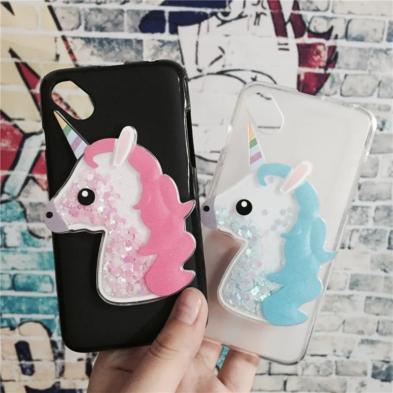 

3D Unicorn Quicksand Liquid Soft Silicone Case for Wiko Sunny / Sunset 2 /B-Kool Phone Cover Cartoon Diamond Funda Coque Fashion