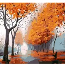 5800 осень дождливая дорога-краска комплекты номеров для взрослых DIY