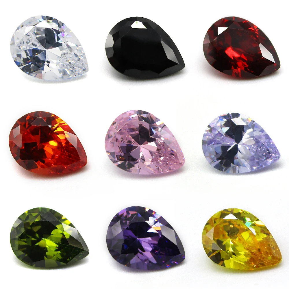 

Hot!! 2x3~13x18mm Pear Shape 5A White Cubic Zirconia Stone Golden, Peridot, Purple, Garnet, Pink Synthetic CZ Stone For Jewelry
