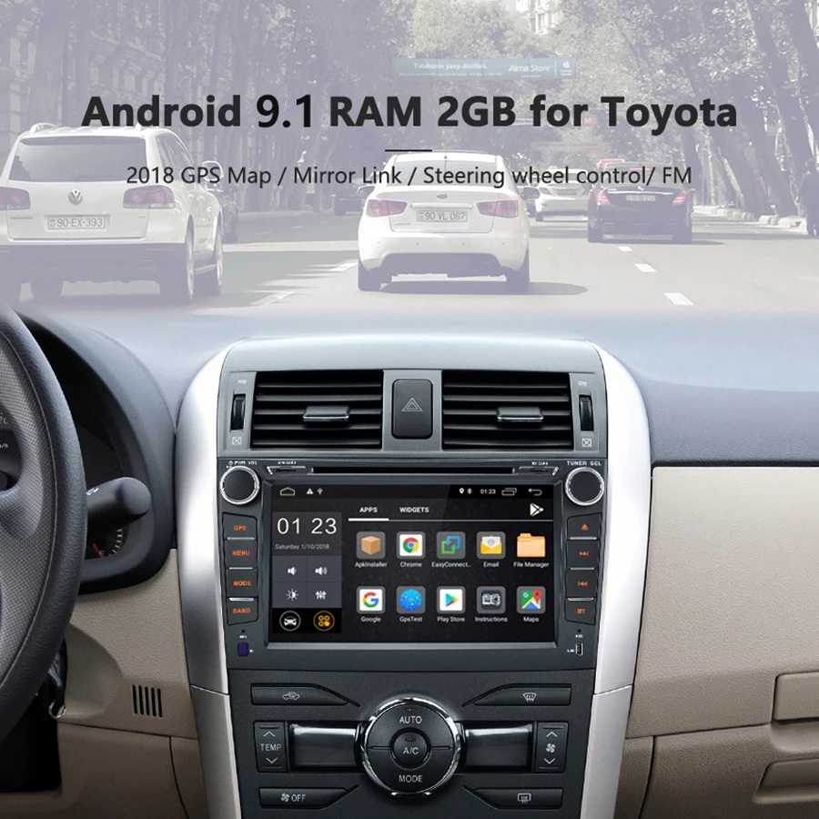Perfect Android 9.1 Car Multimedia 2 Din 8 inch Auto Radio Mp5 Double Din Autoradio for For Toyota Corolla 2007-2011 GPS WIFI 47 1
