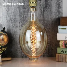 Большие размеры BT180 Винтаж Эдисон лампа накаливания декоративные лампы E27 220 В 60 Вт накаливания Античная Ретро Эдисон лампа