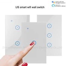 US/AU Smart Wifi настенный выключатель света 1 2 3 Gang Touch/WiFi/APP Remote умный дом настенный сенсорный переключатель работает с Alexa by tuya