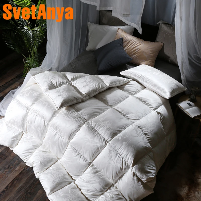 Svetanya Jacquard Silk Goose Down Duvet 3d Quilt King Queen Full