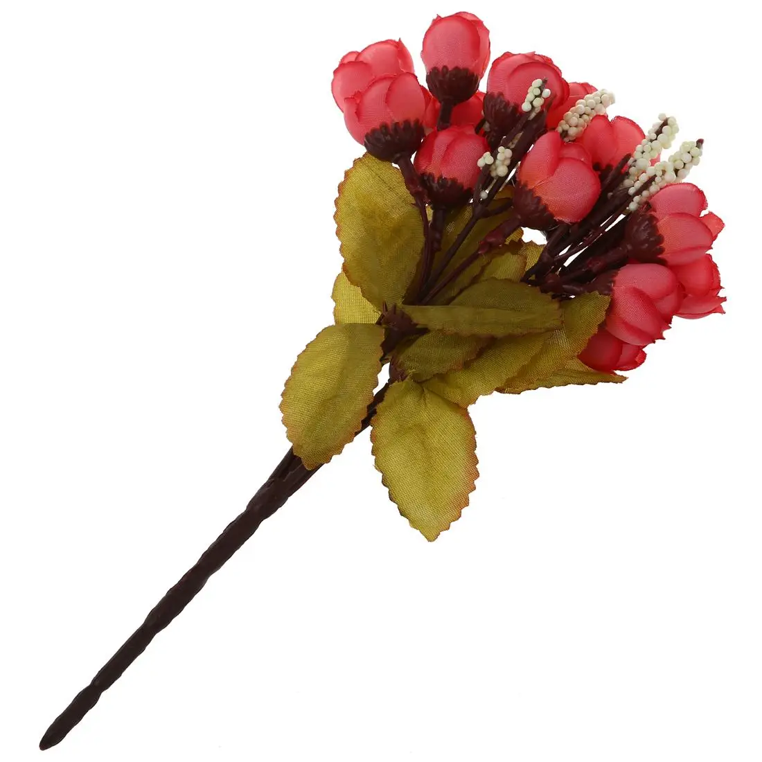 

Silk cloth artificial flower 15 heads Mini Rose Home Decor for wedding small roses bouquet decoration (Autumn red)