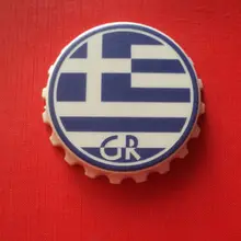 Низкая цена крышка бутылки в форме открывалка для бутылок греческий флаг Лидер продаж-металл открывалка для бутылок FH180023