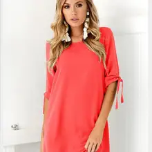 3XL весна осень Элегантные повседневные женские платья с круглым вырезом Короткое платье размера плюс свободное платье сплошной цвет Женская одежда Vsetidos