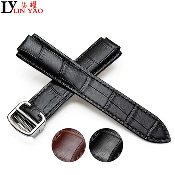 

High quality Genuine leather watchband with folding buckle fit for blue balloon watch Bracelet Black ,brown watch band.