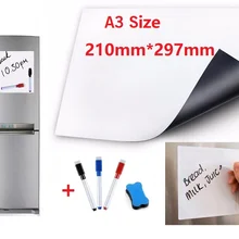 A3 Размер магнитная доска для холодильника маркеры ручки ластик гибкий виниловый Дом Офис Кухня магнит стираемая доска белые доски