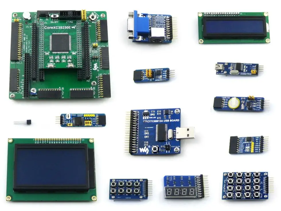 

module XILINX XC3S250E Spartan-3E FPGA Development Board + LCD1602 + LCD12864 + 12 Modules = Open3S250E Package B