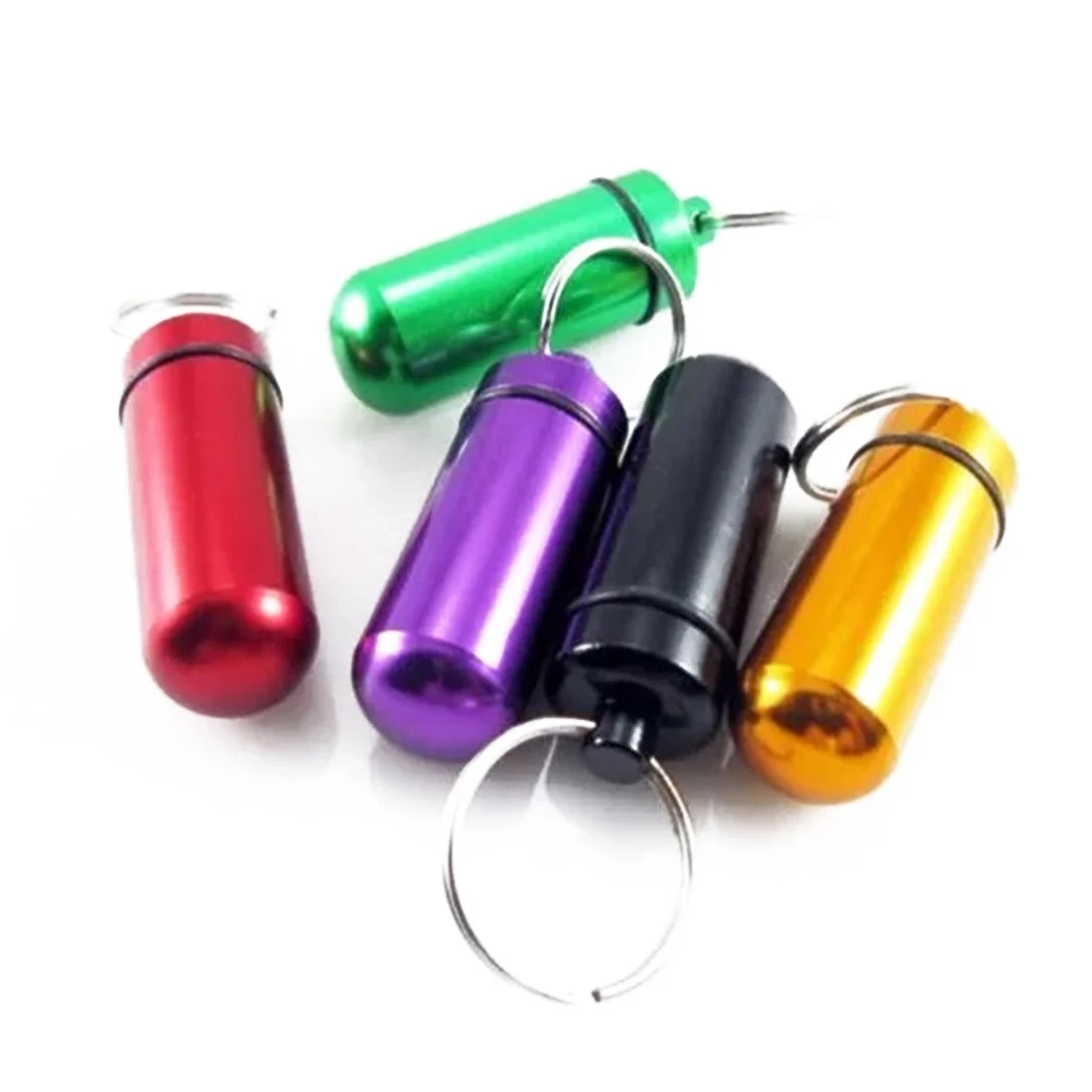 

New Waterproof Aluminum Key Chain Medicine Pill Bottle Box Cache Drug Holder Container Keychain Medicine Box Health Care