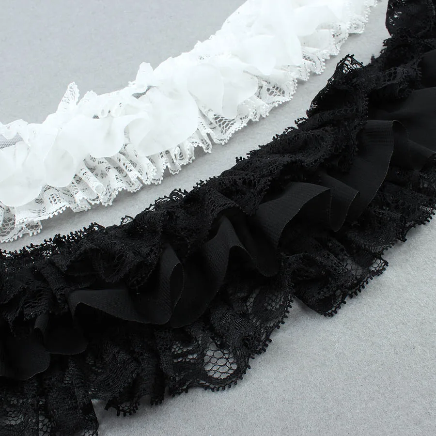 

2 yards Chiffon Pleated Lace Ribbon Ruffle Chiffon Lace Trim Flower Collar Garment Skirt Accessories 10cm wide