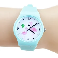 Новые детские часы с фламинго для девочек, силиконовые карамельные цвета, мультяшный резиновый ремешок, Детские кварцевые наручные часы Nina Reloj Nino