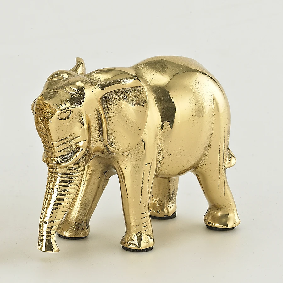 Brass Elephant Figurine Statue Feng Shui Sculpture Home Office Decor
