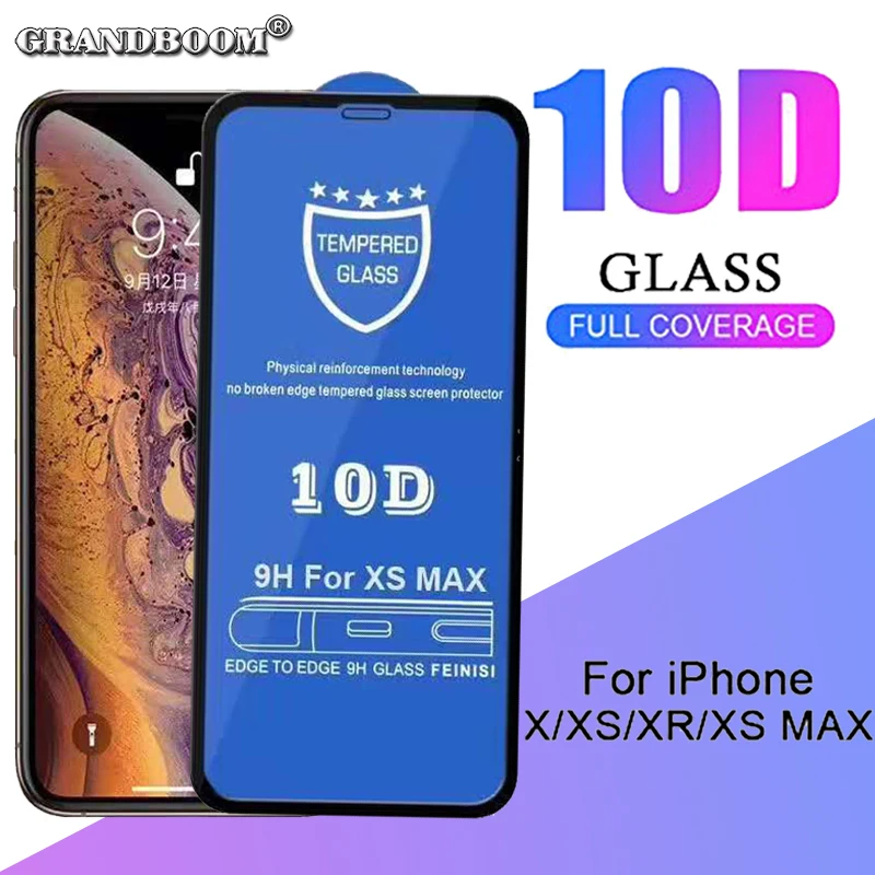 10 шт. 10D закаленное стекло против отпечатков пальцев для iPhone 11 Pro Max XS XR X 8 7 6 6S Plus полное покрытие изогнутая защита экрана