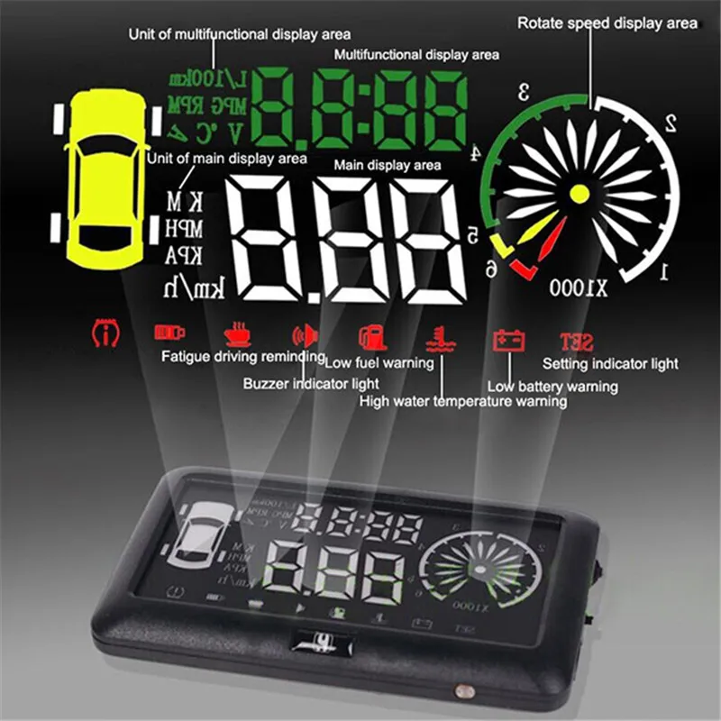

i3 Car HUD Digital Head Up Projector Display OBD II Overspeed Warning Speedometer Monitor System