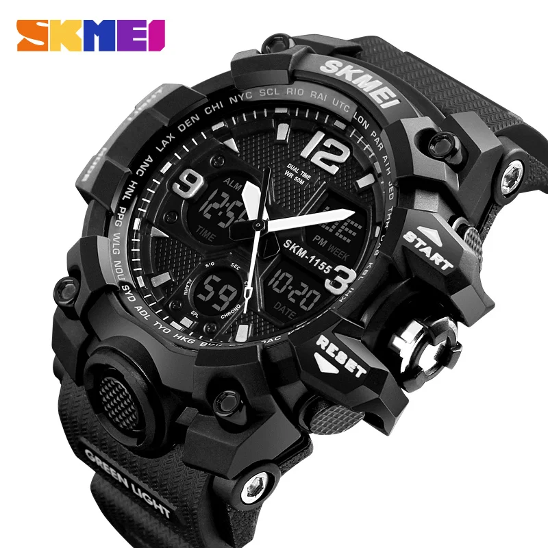 Baratos Reloj deportivo militar para hombre, reloj de pulsera de 50M impermeable Digital de cuarzo SKMEI de lujo para hombre