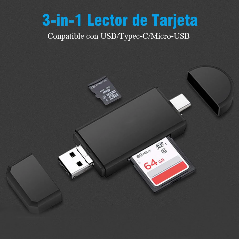 3-в-1 Мультифункциональный Тип-C USB 3,0 Micro-usb TF SD OTG картридер USB адаптер