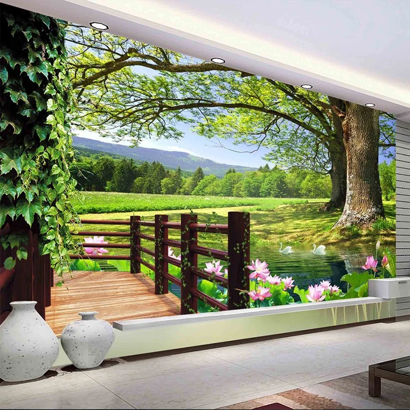 3D wallpaper custom 3d wall murals wallpaper landscape mural Tree wallpaper park