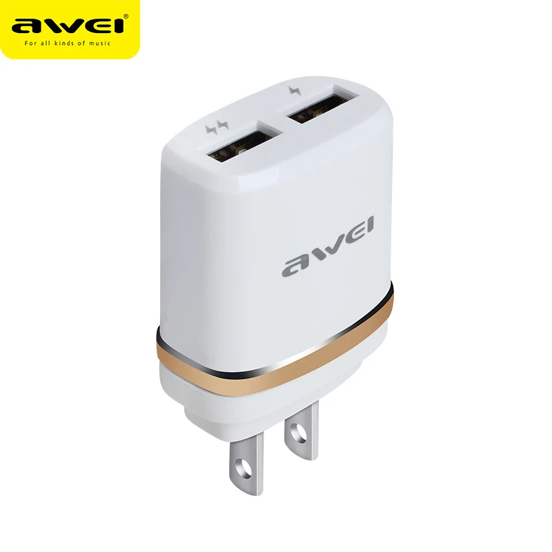 

Awei C-920 Universal Dual USB Quick Charge 100-240V Plug For Samsung Huawei Phone Fast Charger Charging for iphone 7 8 Phones