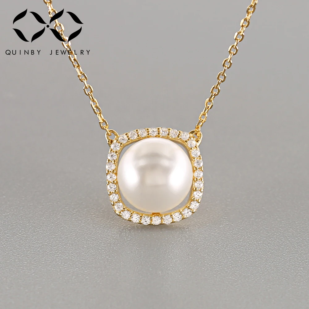 

Simulated Pearl Choker Necklaces for Women Paved Cubic Zircon 925 Sterling Silver Chain Long Necklace Pendant Jewelry Kolye Z4